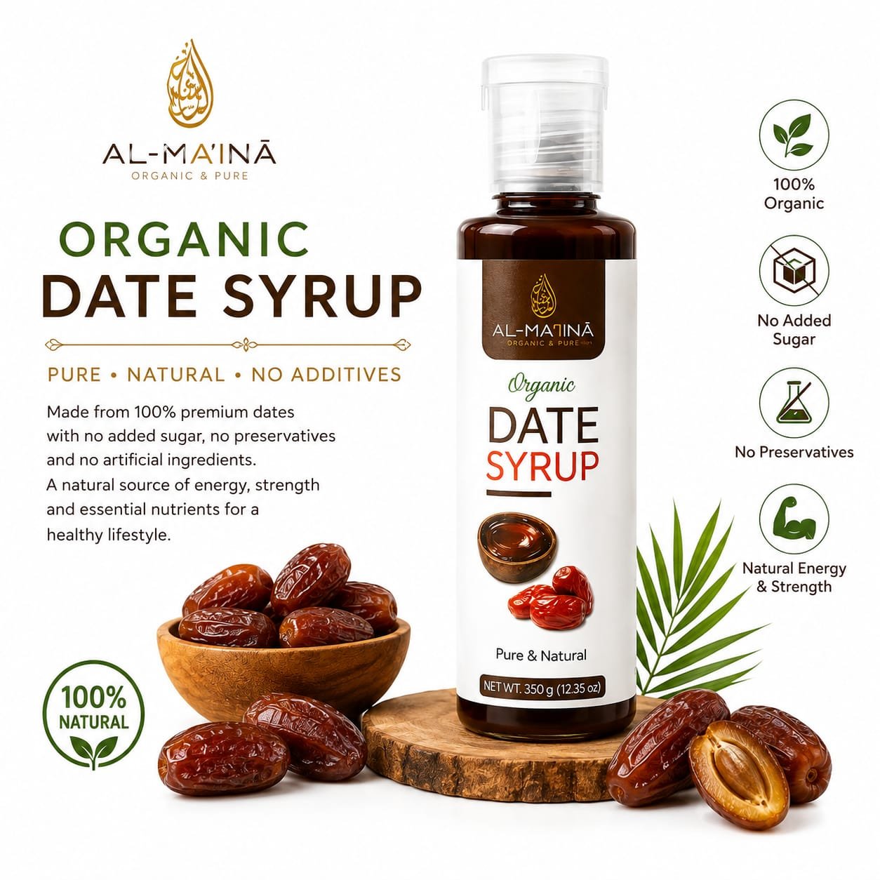 100% Pure Organic Date Syrup – Natural Energy & Nutrition (350g)